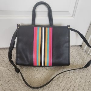 INC Black/Multi Striped Satchel Bag